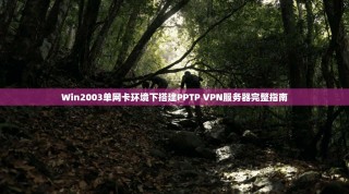 Win2003单网卡环境下搭建PPTP VPN服务器完整指南